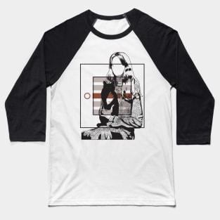 Girl and her cat version 2 Baseball T-Shirt